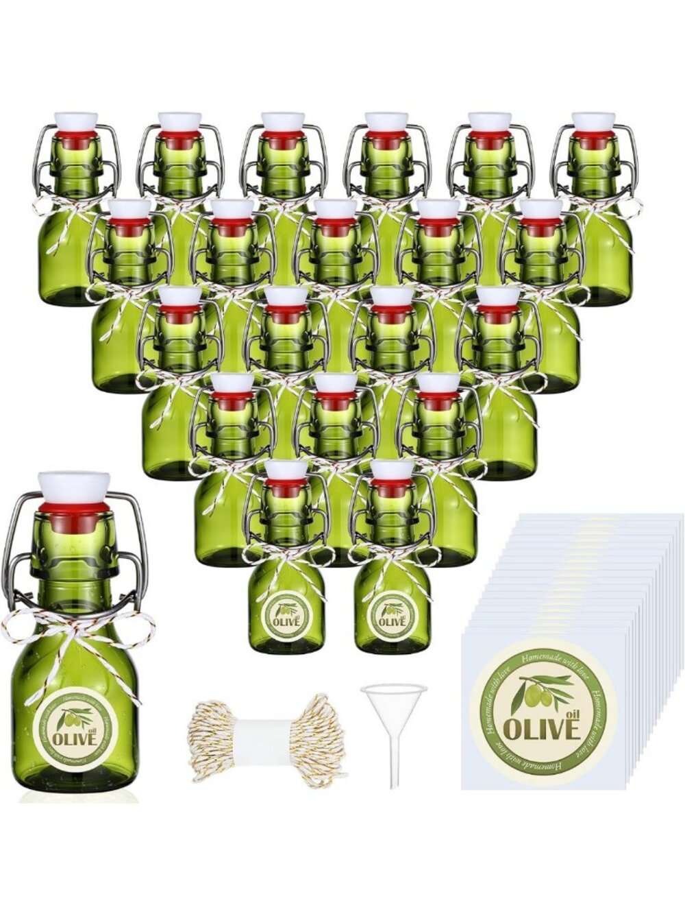 20 Pack Mini Swing Top Glass Bottles with Labels - Perfect for DIY Crafts